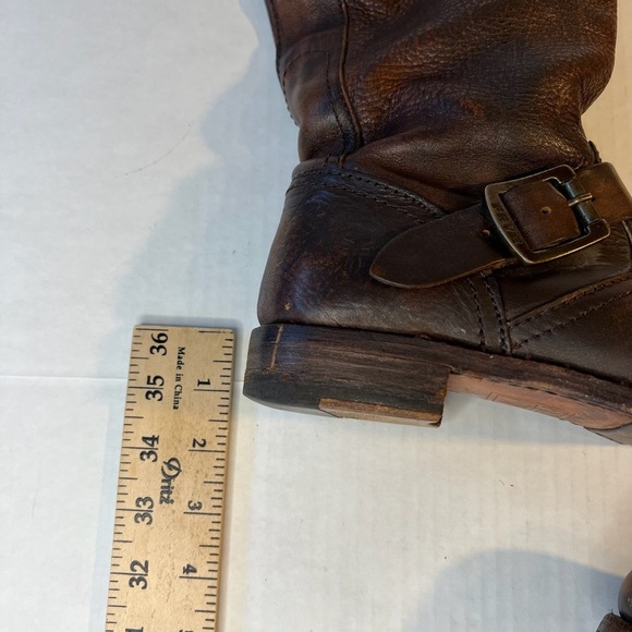 Frye Sz 7 Veronica Slouch Distressed Brown Leather Knee Boots - Picture 4 of 14